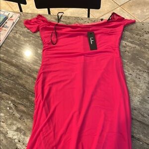 Lulu's Pink Off-Shoulder Bodycon Mini Dress